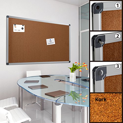 Office Marshal® Profi – Pinnwand mit hochwertiger Kork – Oberfläche | im stabilen Aluminiumrahmen | 4 Größen | 78x110cm - 5