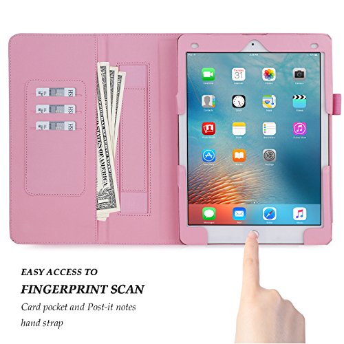 iPad Pro 9.7 Hülle,iPad Pro Hülle,iPad Pro 9.7 Case,Fyy® [Super Functional Series] Hochwertige Kunstleder Hülle mit elastitcher Handschlaufe und Halterungen für Karten, Notizen für iPad Pro 9.7, Rosa Gold (mit automatischer Schlaf/ Weck-Funktion) - 3