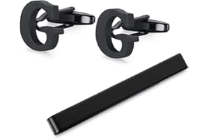 Honey Bear gemelli & Fermacravatta uomo con iniziali alfabeto lettera per uomo - camicia acciaio per matrimonio Commercio Regalo,Nero