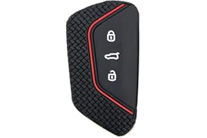 Berfea Pokrowiec na brelok, silikonowy pokrowiec na klucze, pokrowiec ochronny, akcesoria kompatybilne z VW Volkswagen MK8 Golf 8 GTI Skoda Octavia 3-przyciskowy kluczyk samochodowy