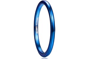 VAKKI Anneaux de Mariage pour Femme Homme Noires/Bleues/Argentées Bague de Fiançailles Mariage en Carbure de Tungstène Bombé Taille 52 à 67(16.6-21.3)