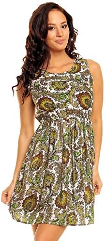 Ladies Floral Pattern Print Summer Beach Holiday Short Mini Day Dress Green Venus Fly Trap Print UK 8 10