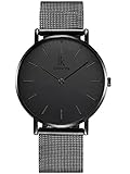 Alienwork IK All Black Quarz Armbanduhr Ultra-flach Uhr...