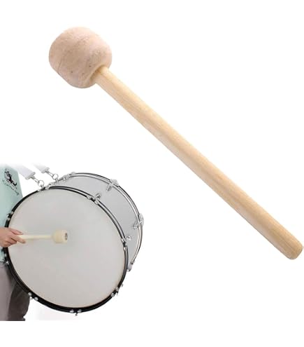 Bassdrum-Schlägel, Filzkopf, Weicher Bassdrum-Schlägel, Rutschfester Griff Aus Buchenholz, Bassdrum-Percussion-Schläger, Instrumenten-Percussion-Zubehör Für Blaskapelle, (Schwarz