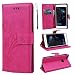 Produktbild SMART LEGEND Lederhülle für Huawei P10 Lite Ledertasche Hülle Rot Drucken Weinstock und Schmetterling Muster Schutzhülle Premium PU Leder mit Handschlaufe Flip Case Protective Cover Innere Weiche Silikon Bookcase Handy Tasche Schale mit Kartenfächer Magnetverschluß Standfunktion Etui