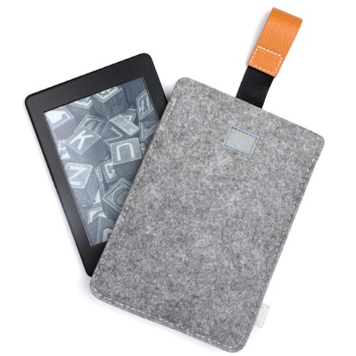 Inateck Kindle Paperwhite Hülle Case Filz Sleeve für Amazon neue Kindle Paperwhite 2015 300 PPI 3.Gen/ 2014/ 2013/ 2012 und Kindle Fire HD 6 20 cm x 14 cm, Verschluss mit Druckknopf, grau - 5