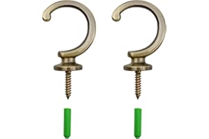 AMONENZ Tie Back Hooks - Brass Curtain Tiebacks with Expansion Tube for Window & Shower Curtains
