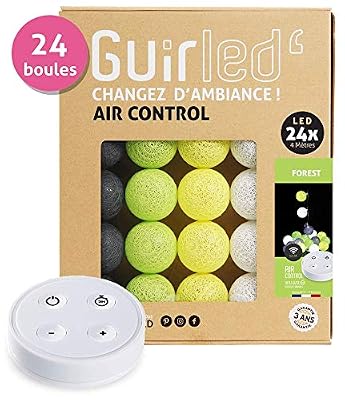 GuirLED Guirlande Lumineuse Boules Coton LED USB - Télécommande sans Fil - Chargeur Double USB 2A Inclus - 4 Intensités - 24 boules - Forest
