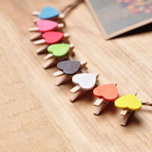 Niedliche Mini Holz Wäscheklammern Herz Holzklammer Foto-Halter Dekoration (30 Stück, Weiß) - 6