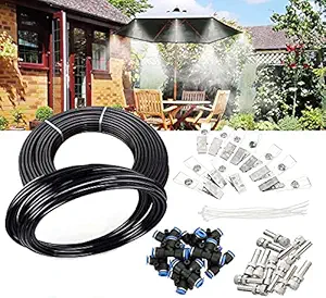 DIY Crafts Misting Cooling System Fan Misting Line Mist Nozzles Adapter Outdoor Mister Patio Garden Greenhous Trampoline Waterpark Fan Mist (3 Pcs Mist Kit, Included Pipe + Tap Connector + Accessory)