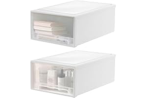 ‎posionks 2 Boite Rangement Plastique Tiroir Tiroirs De Rangement Empilables PortableTiroirs De Rangement En Plastique Empilables Solide & Durable, pour Dressing, Garage, Chambre, Bureau