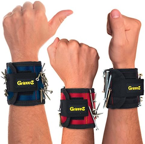Gripppz Magnetic Wristband Tool Organiser - Magnetic Tool Band for Screws, Nails, Nuts, Bolts, Washers, Drill Bits | Perfect Handyman or DIY Gift for Men & Women | 10 Neodymium Magnet Strength | Black