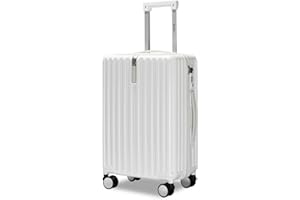 MGOB Koffer Handgepäck Hartschalen in Polycarbonat Reisekoffer mit 4 Rollen und Haken | 55x37x22cm | 41L(Weiß, M)