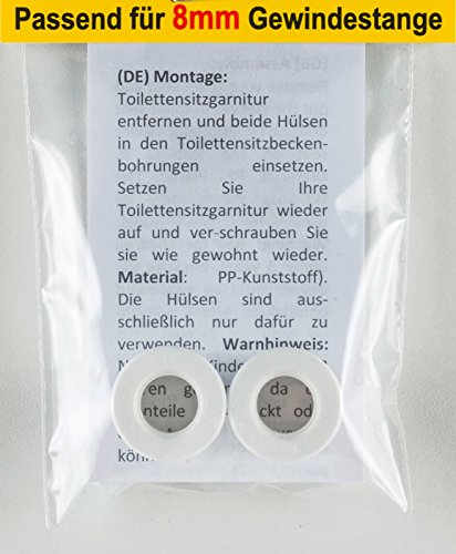 RELA WC-Sitz-Stop Einsätze zur stabilen Toilettensitz-, Klobrillen-Befestigung (8 mm (Ø Gewinde)) - 5