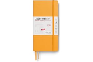 LEUCHTTURM1917 372880 Agenda semanal y cuaderno Dotted Wallet (B6+ x A6) 2026, Rising Sun, Inglés