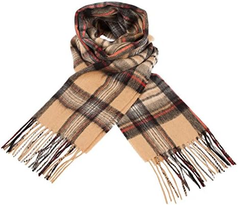 Edinburgh 100% Lambswool Scottish Tartan Multicolour Scarf Camel Thompson Double Scale (One Size)