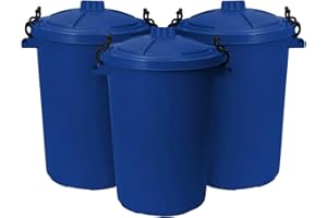 TENLITE (Set of 3) Large 50L Bin/Storage Bin With lid For Homes Gardens Animal Feed (Blue)