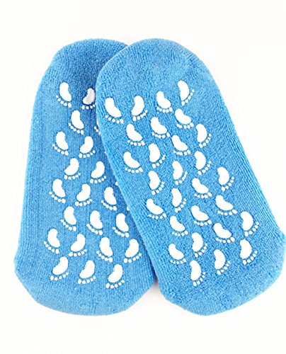 Makhry SPA Moisturizing Gel Socks with Vitamin E For Dry Cracked Heel Care Skin Repair Therapy Treatment Comfy Recovery Socks (Blue)