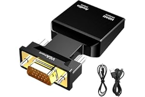 SELIACR Adattatore da VGA a HDMI con Cavo Audio da 3,5 mm, 1080P 60Hz Convertitore da VGA to HDMI, VGA Maschio a HDMI Femmina Adattatore Compatibile con Computer Portatile (VGA) per Monitor Proiettore TV
