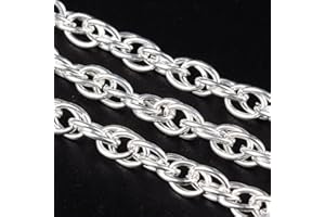 Perlin Cadena de eslabones de 3 metros, cadena de metal, anillo redondo, 4 mm, para la fabricación de joyas, collares, pulseras, manualidades
