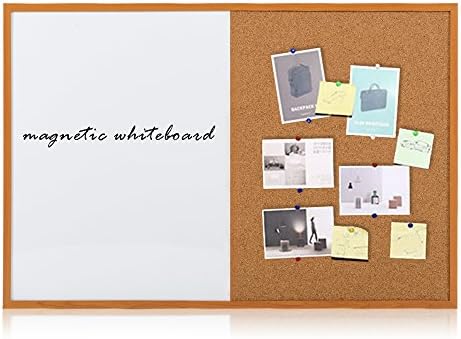 SwanSea Magnetic Whiteboard Cork Bullentin Dry wipe Board Combination Planning Boards with Black Fream 90X60cm