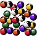 Produktbild Set 24 Jonglierbälle 57mm 70g jedes (Bi-Farbe je 4) Black & Red, Black & Green, Black & Yellow & Orange, Schwarz und Violett
