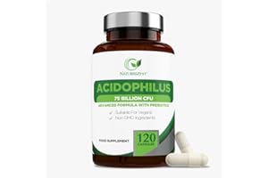 NATURES ZEST Probiotics for Gut Health -Acidophilus 75 Billion CFU- 120 Vegan Capsules - High Strength probiotics and prebiotics for Men & Women | Friendly Bacteria, Vegan & Gluten Free, UK Made - 4 Month Supply