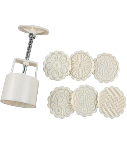 YOSKAEDI Mondkuchenpresse 50g - 4 Niedliche Keksstempel Für Backfans