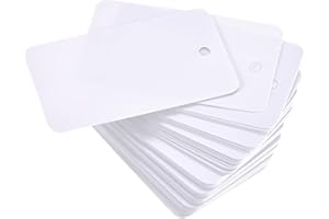 TOP-VIGOR 50Pcs Plastic Shipping Tags, 30x50x0.3mm Waterproof Hang Tags, Blank Labeling with Eyelet for Product Identification Labels Valve Marking Outdoor Tagging, White