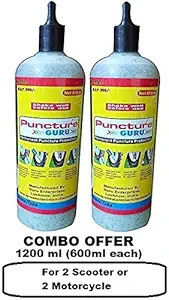 Pappi-Haunt Bike, Scooter, 2-Wheeler Tyre Sealant - 2 Bottles Each 600 ml and Total 1200 ml
