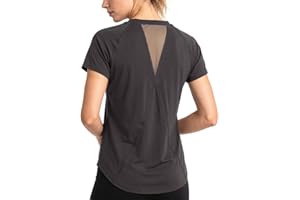 DiULi Camiseta Deportiva Mujer, Camiseta Deporte Manga Corta, Camisetas Deportivas de Gimnasio con Malla Espalda y Ajuste Holgado, Ropa Deporte Entrenamiento Atlético, Yoga Pilates Fitness Top