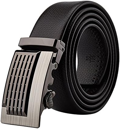 Men's Genuine Leather Dress Ratchet Belt Automatic Sliding Buckle ( Brown,Black) (Brown-T1) (Brown-T2)