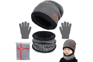 Yutdeng Kids Winter Hat Scarf and Gloves Set Girls Beanie Knitted Snood & Gloves 3 in 1 Super Soft Great Warm Boys 2-10 Years