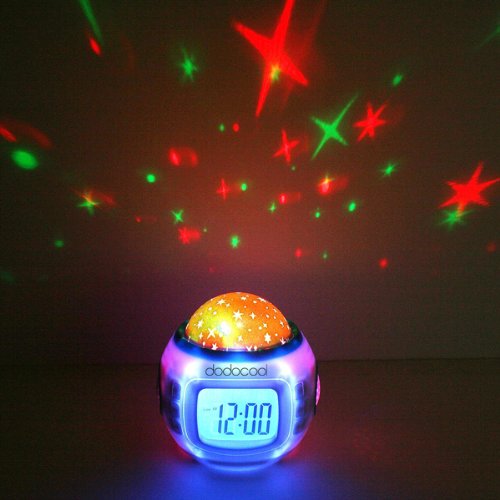 Musik Wecker LED Digital Wecker für Kinder mit Sternenhimmel Projektion Nachtlicht und Farbwechsel Thermometer - 6