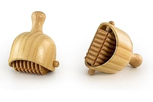 MADEROTERAPIA ESTÉTICA ESPAÑA M DORI LOPEZ Paire de tasses suédoises avec rouleau thérapeutique en bois | Coupes à roulettes suédoises | Madérothérapie | En bois de pin et de lotus | Conçu par Maderoterapia Estética Espagne