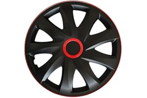 NRM kO256 kando enjoliveurs Noir/Rouge-Taille 16, Set de 4