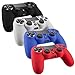 Produktbild Stillshine Design PS4 Aufkleber Schutzfolie Skin Set styling für Sony Playstation 4 PS4 Slim PS4 Pro Dualshock Controller x 4 + Thumb Grips x 8 (Black & Clear White & Blue & Red)