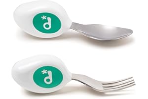 Ensemble 2 pièces cuillère, fourchette doddl - Apprenez à utiliser les couverts pour tout-petit en quelques minutes, les ustensiles pour 1 an et plus, les accessoires de sevrage, Aqua