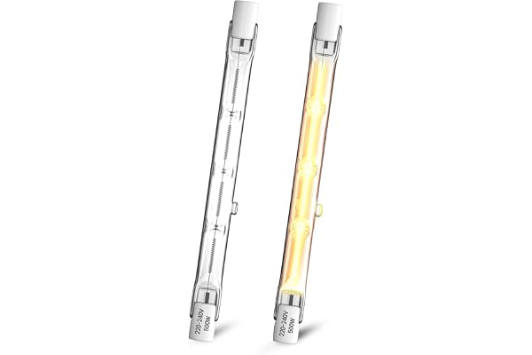 Klarlight 500W R7s Halogen Linjär Glödlampa 118mm, T3 J118 Dubbelsidig Linjär Strålkastare Dimbar Varmvit 2800K, 11000LM Spot