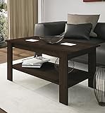 HOGAR24 - Mesa de centro elevable Roma wengue con cristales contrastados en blanco