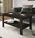 Produktbild HOGAR24 Couchtisch Roma Wenge, höhenverstellbar, mit Kontrastierenden weißen Glasfliesen