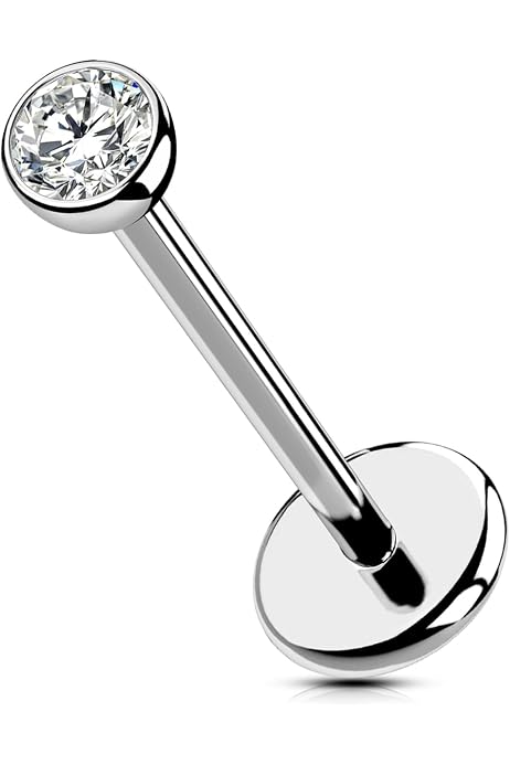Piercing Labret En Acier Chirurgical 16G - Pour Lèvres, Cartilage, Tragus - Zircon, Filetage Interne