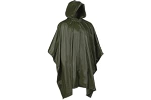 TS Tactical Store Miltec LC Poncho de pluie avec capuche imperméable léger 1600 mm Vert OD Multifonctionnel : auvent, couverture de sol camping ou couverture de pique-nique pour randonnée, cyclisme,