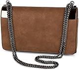  styleBREAKER Clutch, Abendtasche mit Metallspangen und Gliederkette, Vintage Design, Damen 02012046, Farbe:Rehbraun