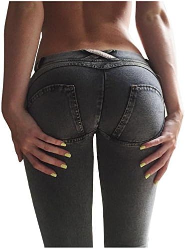 Angcoco Women's Peach Hips Sexy Butt Lift Stretch Denim Pants