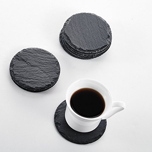 Malacasa, Serie Nature.Slate, 16-tlg. Set Schieferplatte Schiefer Untersetzer 4 Zoll / 10*10*0,5 cm Glasuntersetzer - 4