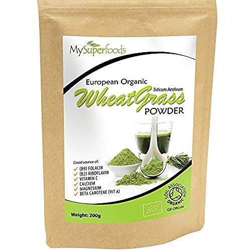 Polvo Orgánico de Agropiro (200 gramos),MySuperFoods, Certificado como producto orgánico, Fuente de Vitamina E, Calcio,Hierro, Zinc y fibra, Poderoso antioxidante, el Polvo de mayor calidad disponible