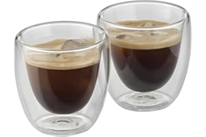 WMF Kult - Juego Dos Tazas de Café y Té de Cristal, Vasos de Espresso 80 ml de Doble Pared Transparente de Vidrio Borosilicatado