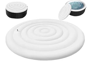 Huasean Inflatable Round Hot Tub Cover - 145CM | Premium Energy Savings | Windproof & Rain-Proof | Easy Inflate/Deflate Valves | White