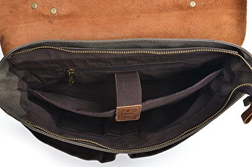 Gootium Vintage Umhängetasche Canvas Leder Messengertasche Schultertasche Laptoptasche Notebooktasche - 6